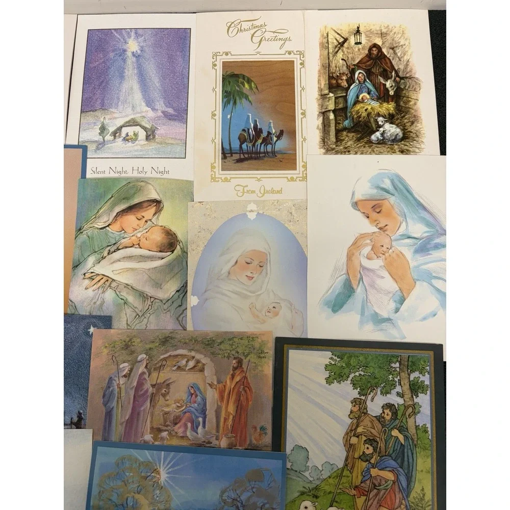 Vintage Christmas Cards Fronts ONLY Nativity Scrapbooking Crafts Lot of 50+
